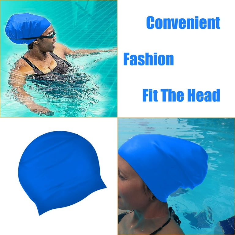 Long Hair Dreadlock Swim Cap – Silicone Swimming XL Cap - Waterproof Blue  Extra Large Cap with Extra Pouch – Pool Caps Ideal for Women Men Youth  Children with Long Hair Extensions