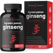 NutraChamps Korean Red Panax Ginseng Capsules | Extra Strength Ginsenosides for Energy, Focus, Performance, Vitality & Immune Support | Korean Red Ginseng Root Extract Powder Supplement | Vegan Pills