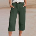 thumbnail image 2 of ABATAB Womens Capri Pants Casual Summer Cotton Linen Capris Drawstring Elastic Waisted Wide Leg Cropped Trouser, 2 of 6