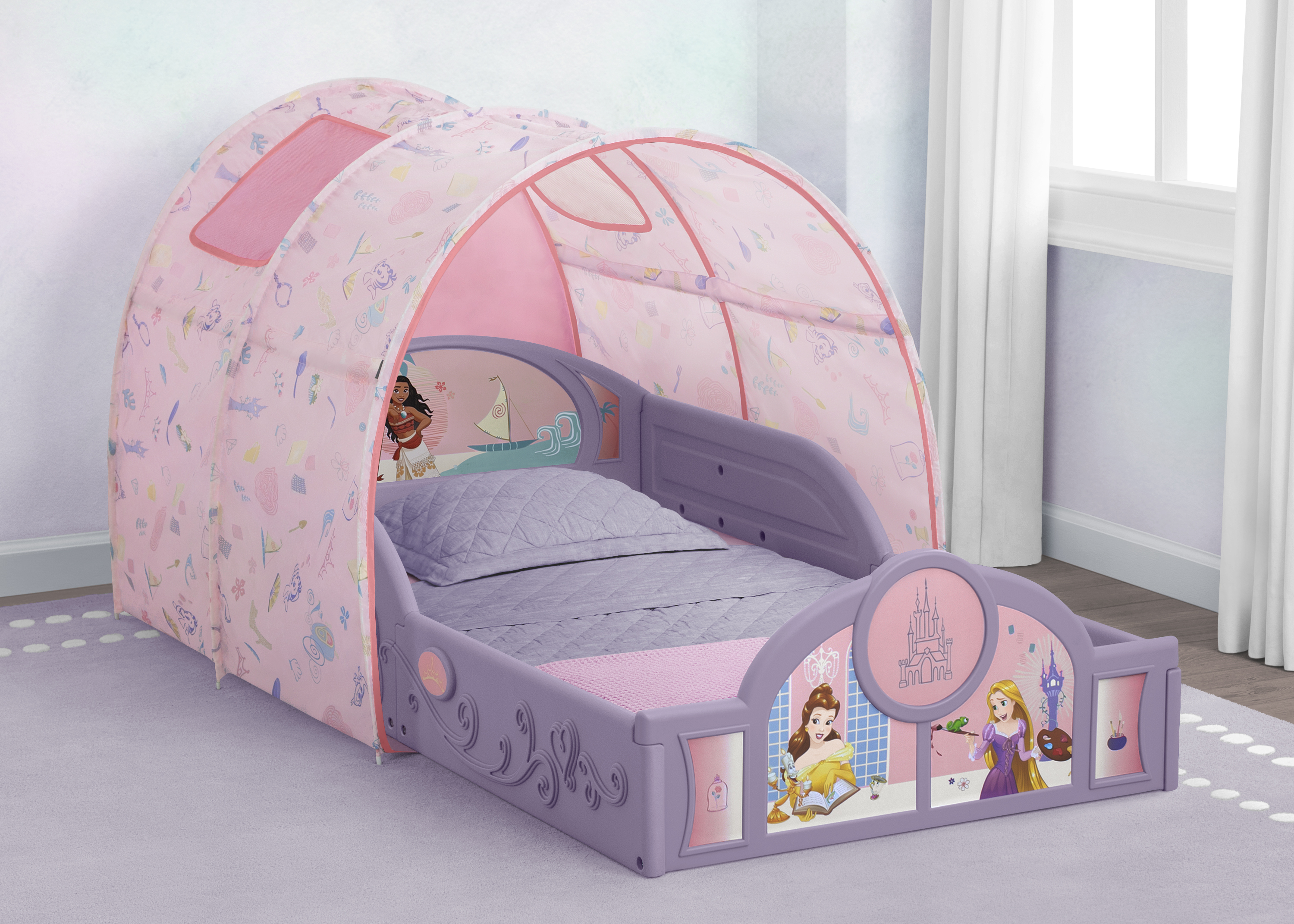 Disney Princess Sleep and Play Toddler Bed with Tent by Delta Children, Purple/Pink - image 2 of 7
