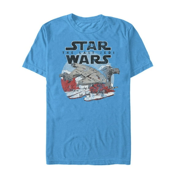 Men's Star Wars The Last Jedi Millennium Falcon Crait Battle  Graphic Tee Turquoise X Large