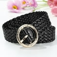 thumbnail image 3 of Woven Belts for Women Glitter Leather Belt for Dresses Jeans Pants Fashion Accessory for Outdoor Styling Versatile Waist Cincher,106 cmx3 cm,Black, 3 of 9