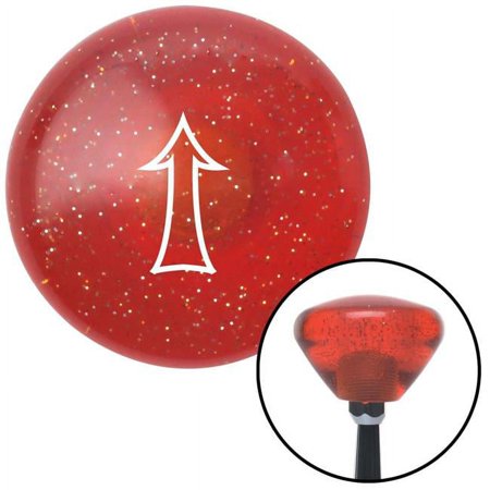 White Fancy Outlined Directional Arrow Up Orange Retro Flaked Shift Knob with M16 x 1.5 Insert