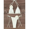 thumbnail image 2 of Conjunto de Bikini Sexy de 3 piezas para mujer, traje de baño blanco de banda con anillo, traje de baño de realce, traje de baño de playa con falda y Tanga, 2 of 5