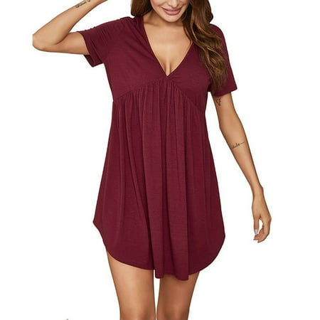 

Women Short Sleeve Sleep Shirt Tee Pajama Top Sleep Dress Nightgown Nightshirt