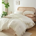 thumbnail image 2 of White Comforter Set Vintage Shabby Chic Bedding Soft Fluffy Comforter Set King Size All Season, 2 of 6