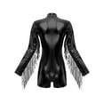 thumbnail image 3 of Zaldita Women's Metallic Tassel Bodysuit Shiny Glitter Fringe Hem Dance Jumpsuit Sequin Fringe Y2K Catsuit Black 3XL, 3 of 4