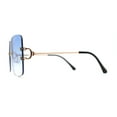 thumbnail image 4 of Classic 90s Rimless Large Rectangle Luxury Sunglasses Gold Blue, 4 of 4