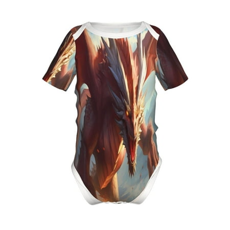 

Junzan Ferocious Dragon Fury Print Short-Sleeve Baby Climbing Clothes Bodysuits for Infant One-Piece for Baby Boys & Girls Baby Clothes Baby Romper with Snap Closure-12 Months