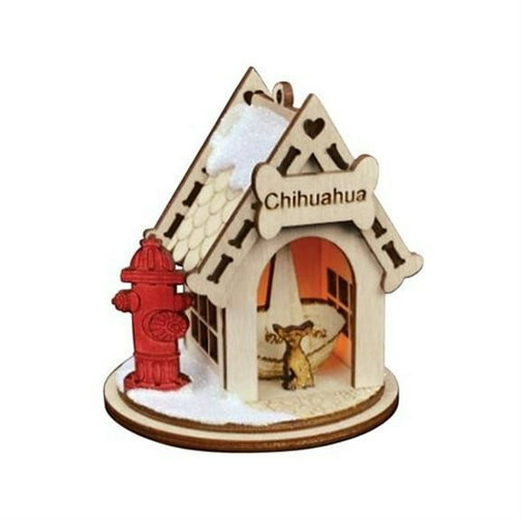 Old World Christmas K-9 Cottage Wooden Doghouse Ornament for Christmas Tree, Chihuahua