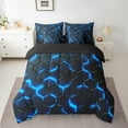 thumbnail image 2 of Manfei Teens Futuristic Honeycomb Twin Bedding Sets 7-Piece, Blue Abstract Ombre Bedding Comforter Set, Geometric Stripes Reversible Sheet Sets, Microfiber Bedroom Decor, 2 of 7