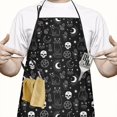 thumbnail image 2 of Black White Gothic Cat Skull Moon Pattern Apron-Garden Aprons for Women with Pockets-Cotton Linen Waterproof Kitchen Cooking Gardening Aprons Adjustable for Kitchen,Cooking,BBQ and Salon 33x27 Inch, 2 of 7