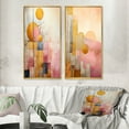 thumbnail image 1 of Designart "Retro Dreams Golden Moon III" Modern Geometric Framed Wall Art Set Of 2 - Modern Pink Frame Gallery Set For Office Decor, 1 of 6