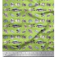 thumbnail image 1 of Soimoi Green Rayon Fabric Text & Sea Food Kitchen Print Sewing Fabric Yard 56 Inch Wide, 1 of 3
