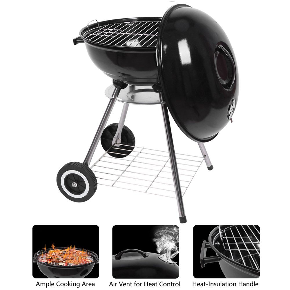 Portable Grill with 2 Wheels, Upgrade Steel Charcoal Grills On Sale