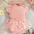 thumbnail image 4 of mgoYE Baby Girl Summer Clothes Newborn Outfit Ruffle Romper Infant Baby Dress Bow Headband Flower Cute Outfits Girls(Pink,3-6 Months), 4 of 6