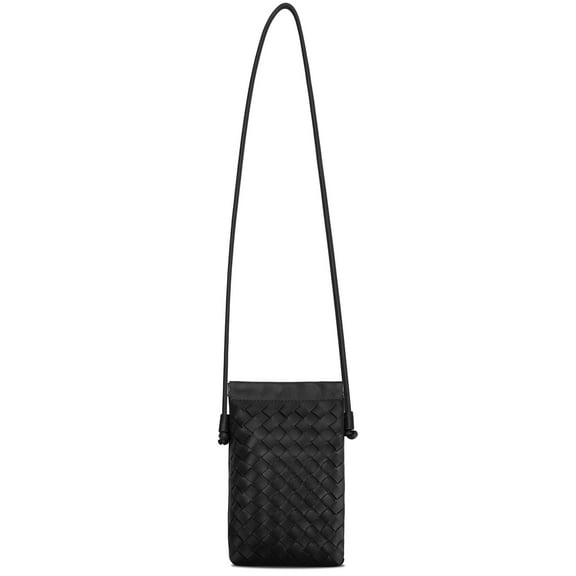 EEEkit Woven Phone Crossbody Bag for Unisex, Stylish & Durable, Waterproof PU Leather, Black