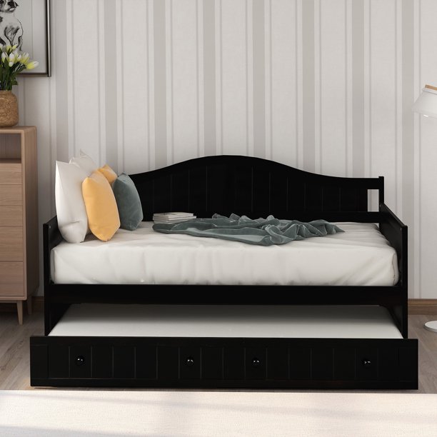 Twin Size Daybed With Trundle Bed, Sofa Bed Couch For ...