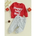 thumbnail image 3 of My First New Years Baby Boy Outfit Baby Boy Valentines Day Outfit Letter Print Long Sleeve Sweatshirt T-shirt and Elastic Casual Pants Suit, 3 of 9