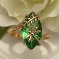 thumbnail image 2 of Women's Dragonfly Water Olive Green 18 K Gold Plated Ring, 2 of 2
