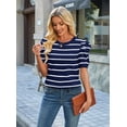 thumbnail image 3 of Wiholl Short Puff Sleeve Sweaters for Women Knit Tops 2026 Trendy Crewneck Striped T Shirts Casual Summer Blouses, 3 of 8