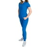 Medgear Fleur Women's Stretch Scrub Set with Zip Pocket Top and Jogger Pants, Royal, Large
