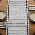 thumbnail image 5 of Table Runners 72 Inches Long Dress Scarves, Spring Flowers Farmhouse Kitchen/Dining Table Runner, Coffee Tablerunners, Farmhouse Black Plaid Wood Grain 16x72 Inch, 5 of 9