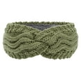 thumbnail image 2 of Ajshakl Workout Headbands For Women, Womens Winter Headbands Fuzzy Fleece Lined Ear Warmer Cable Knit Thick Warm Crochet Headband Gifts, Green, 2 of 4