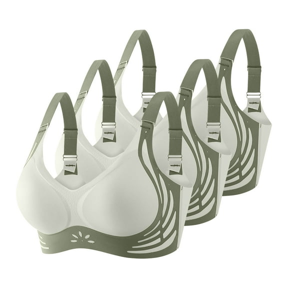 Wireless Sports Bra for Women Seamless Padded Workout Bralette Racerback Support Bra Set Activewear 3 Pack