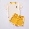 thumbnail image 4 of Cethrio Girls Cotton Outfit Sets, Casual Summer 2 Piece Short Sleeve Kids Clothing sets Yellow Size 6, 4 of 4