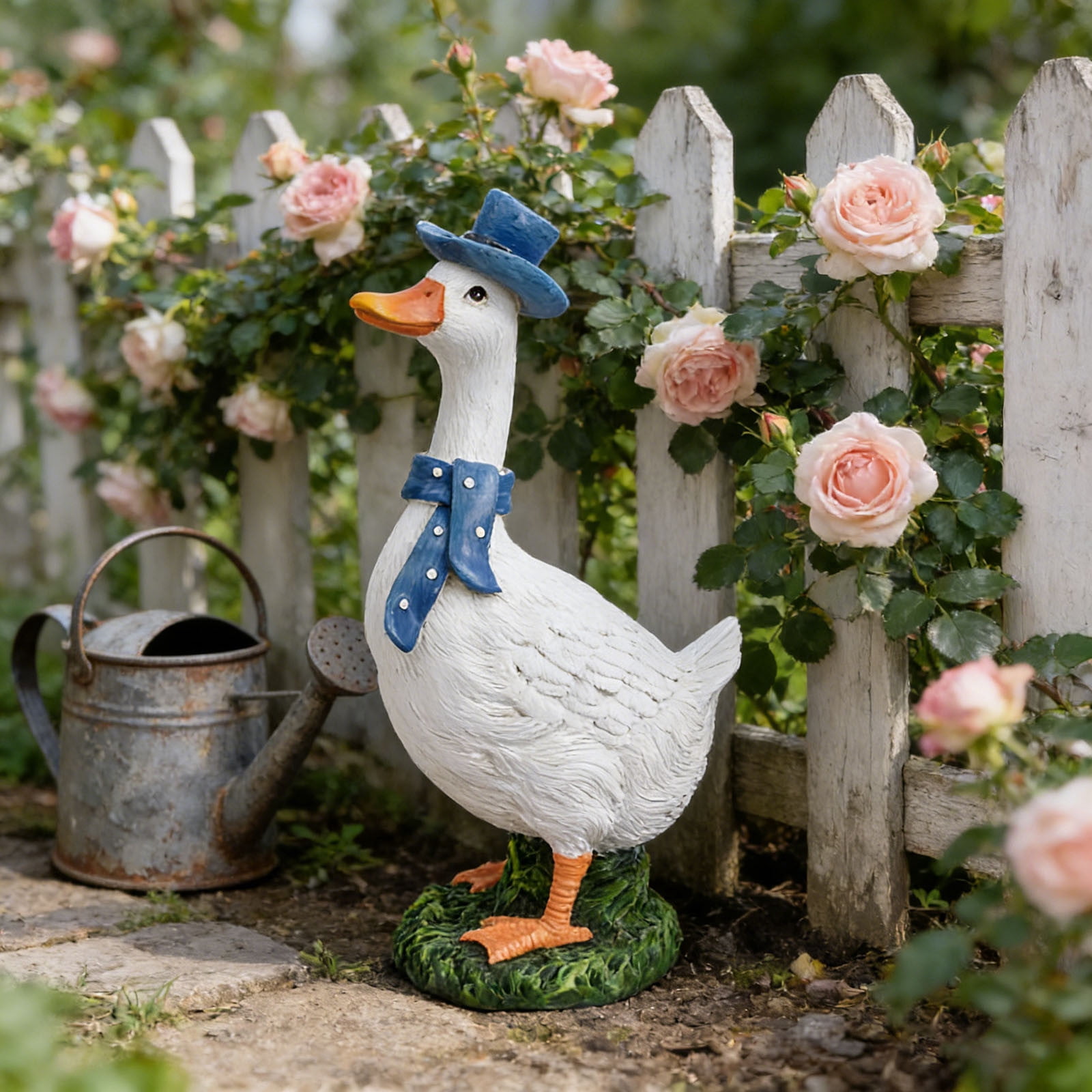 Duck Couple Decorative Garden Statues, Resin Craft Animal Sculptures, Perfect for Yard Patio, Living Room, Entryway, Bedroom, Elegant Home Decor for Landscape & Interior Space Decoration, Colorful