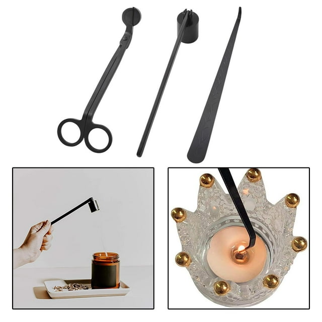 Kit de atención de , de herramientas de negras mate que incluye recortadora de mecha, mecha Dipper y campana para los de las Colco Trimmer de mecha de vela