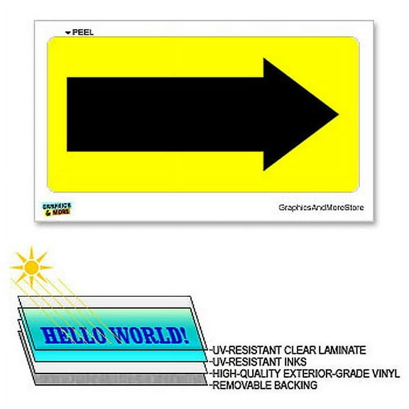 Right Arrow Yellow Black - 12 in x 6 in - Laminated Sign Business Sticker