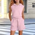 thumbnail image 2 of NAISIBABY Girls Outfit Sets, Hooded Tank Tops and Drawstring Shorts 2-Piece Summer Casual Sports Clothes Pink Size 6, 2 of 5