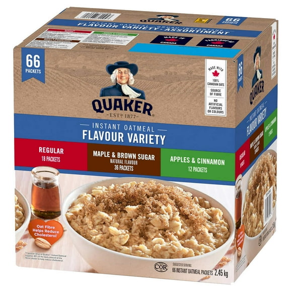 Quaker Instant Oatmeal 3 Flavour Variety Pack, 2.45 kg, 66 Count 1 ea