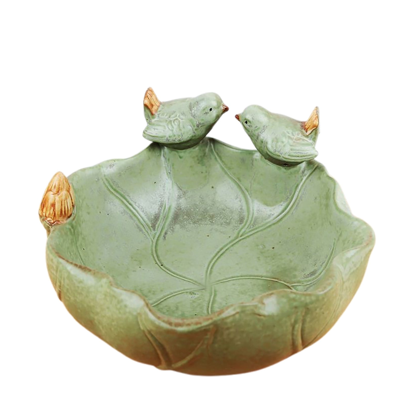 Eqslft Ceramic Bird Bath for Outside on Ground, Birds Bath Bowl Only, Ground Bird Feeders and birdbath for Outdoors, Garden, Tabletop, Deck, Balcony and Lawn
