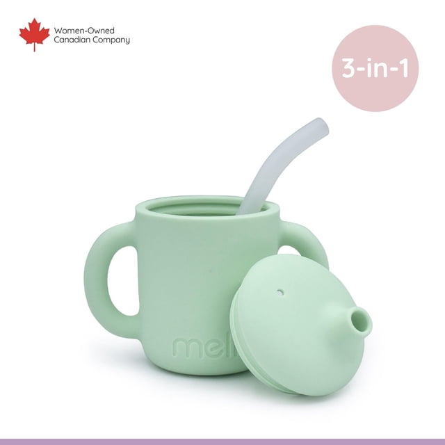Melii 3-in-1 Silicone Sippy Cup for Babies and Toddlers, 5.4 oz / 160 ml