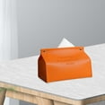thumbnail image 3 of PU Leather Tissue Box Cover Holder Rectangular for Kitchen Office Decoration Orange, 3 of 8