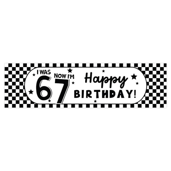 Koyal Wholesale 13x48 Inch 6–7 Birthday Banner, I Was 6 Now I’m 7 Black Checkered