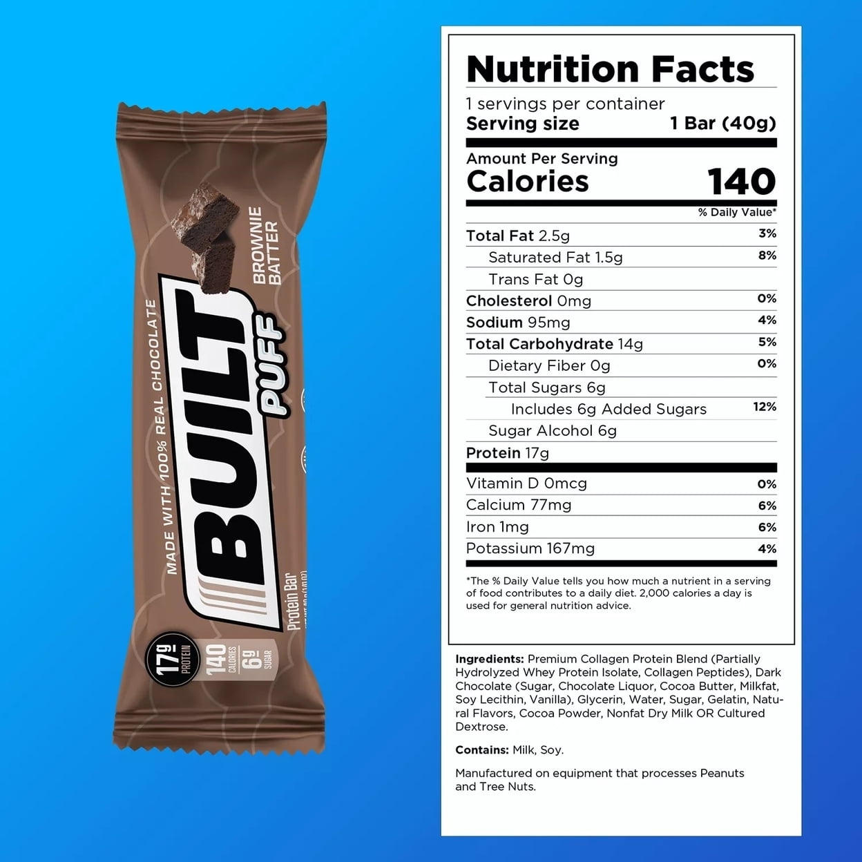 Built Bar Puff Collagen Protein Mixed Box 1.41 Ounce (13 Count)