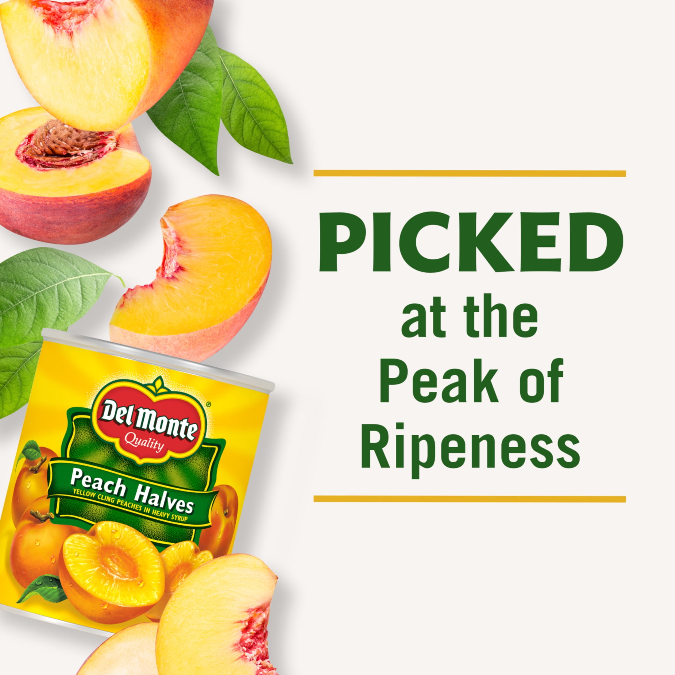 (3 pack) Del Monte Sliced Yellow Cling Peaches in Heavy Syrup, Canned Fruit, 8.5 oz Can