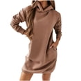 thumbnail image 2 of Vendredi Fou TIMIFIS Mode Automne pour Femmes Robe à Capuche à Manches Longues avec Poche Chandail-Over Taille chandail en Molleton Hauts Unis Robes de Retour à la Maison, 2 of 7