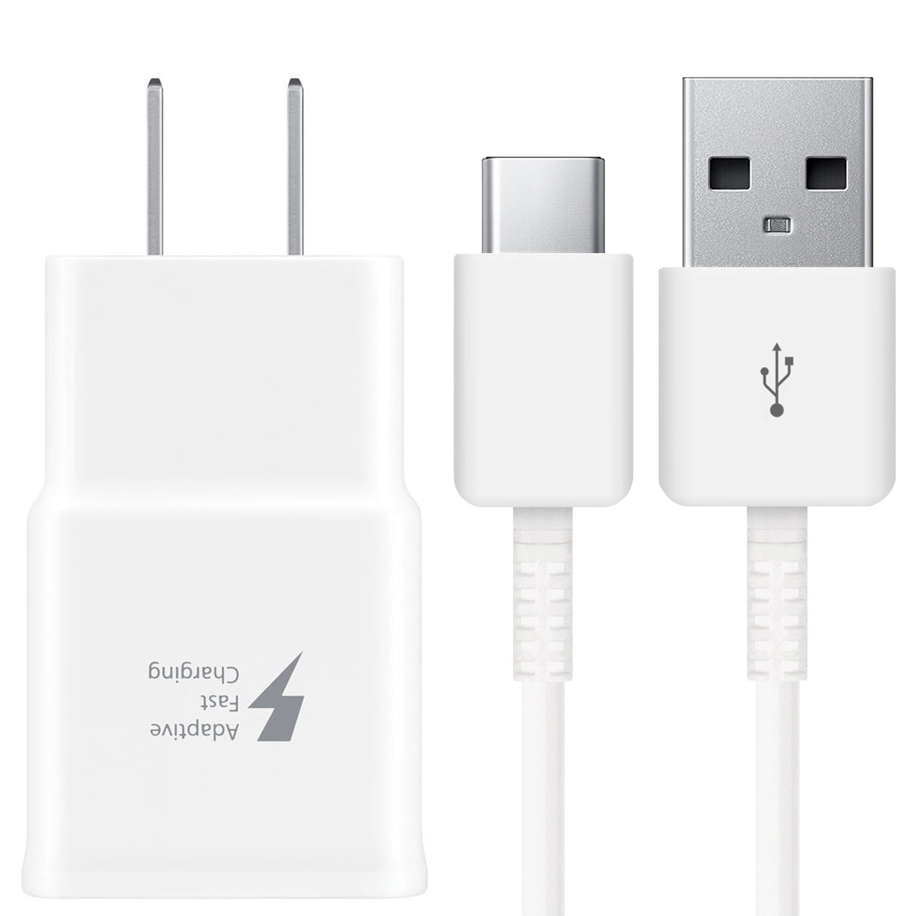 OEM Original Samsung Adaptive Fast Charging USB Wall Charger + USB-C Type C Cable Data Sync Cord for Galaxy S8/S8+ S9/S9+ S10/S10+ S10e Note 8/9/10 Lg G5/G6/G7 V20/30/40