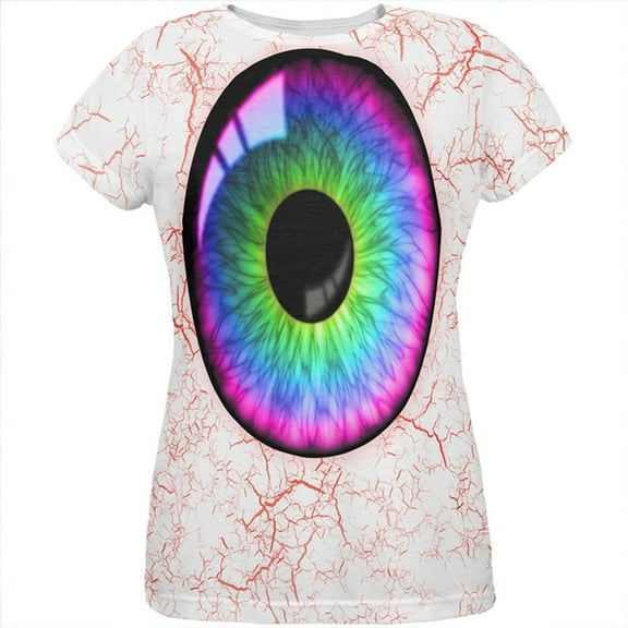 Halloween Rainbow Creepy Eyeball Costume All Over Womens T Shirt Multi X-LG