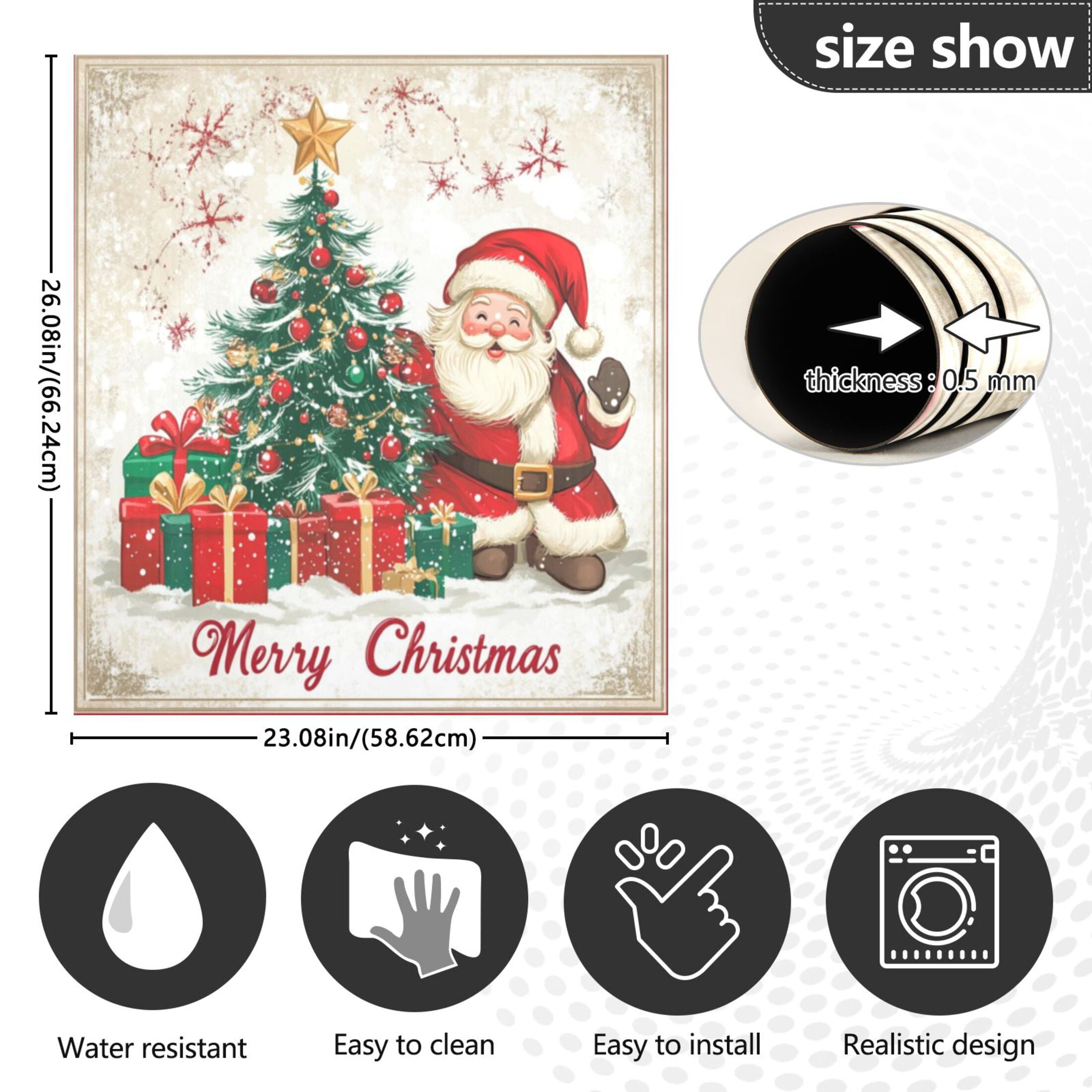 Dishwasher Magnetic Sticker 23x26 Inch Refrigerator Magnetic Sticker Washing Machine Magnetic Sticker Kitchen Panel Magnetic Sticker Home Decor Smiling Santa Picture