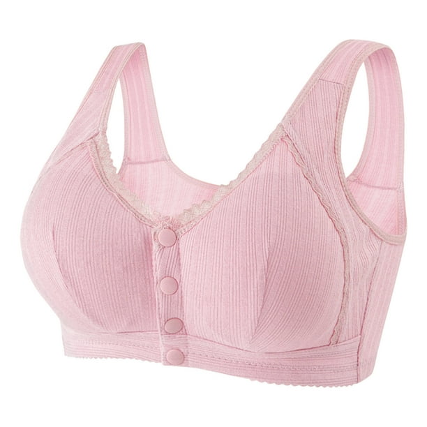 IROINID Deals Comfort Bras for Elderly Women Sexy Front Button Shaping Cup  Shoulder Strap Underwire Bra Plus Size Bra Underwear Set,Pink