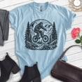 thumbnail image 2 of Bigfoot Biking T-shirt, Unisex Women's Men's Shirt, Funny Bigfoot Bicycling Biking Mountain Bike, Heather Light Blue, Medium, 2 of 6