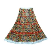 Mogul Womens Boho Fashionable Skirt Cotton Floral Print Summer Skirts
