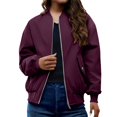 thumbnail image 1 of Comdrip Vestes pour Femmes! Veste Plissée à Col Montant avec Poches et Fermeture Éclair, Veste d'Automne pour Femmes Violette TP, 1 of 5