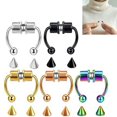 thumbnail image 3 of HLONK 5 Pcs Faux Septum Piercing Anneau de Nez Magnétique en Forme de Fer à Cheval Clip Non Perçant Acier Inoxydable Réutilisable Cerceau de Nez Bijou, 3 of 11